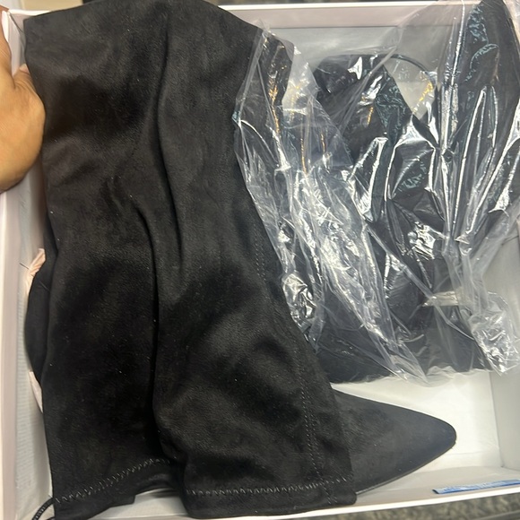 New Aubriana Over The Knee Faux Suede Heeled Boots, 9 - Picture 8 of 11